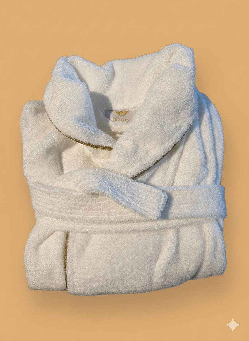 Accappatoio Unisex Luxury Sciallato - Piping Dorato